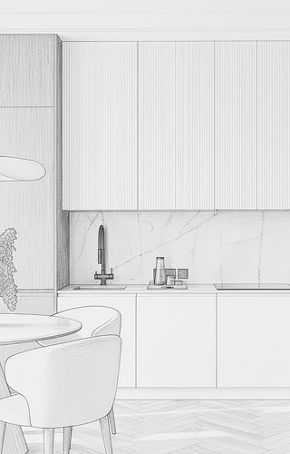 Авторский эскиз кухонного интерьера: проектирование мебели Mr.Doors на заказ